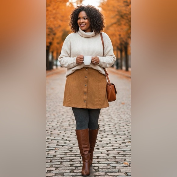 Dresses & Skirts - Faux Suede Button-Down Skirt